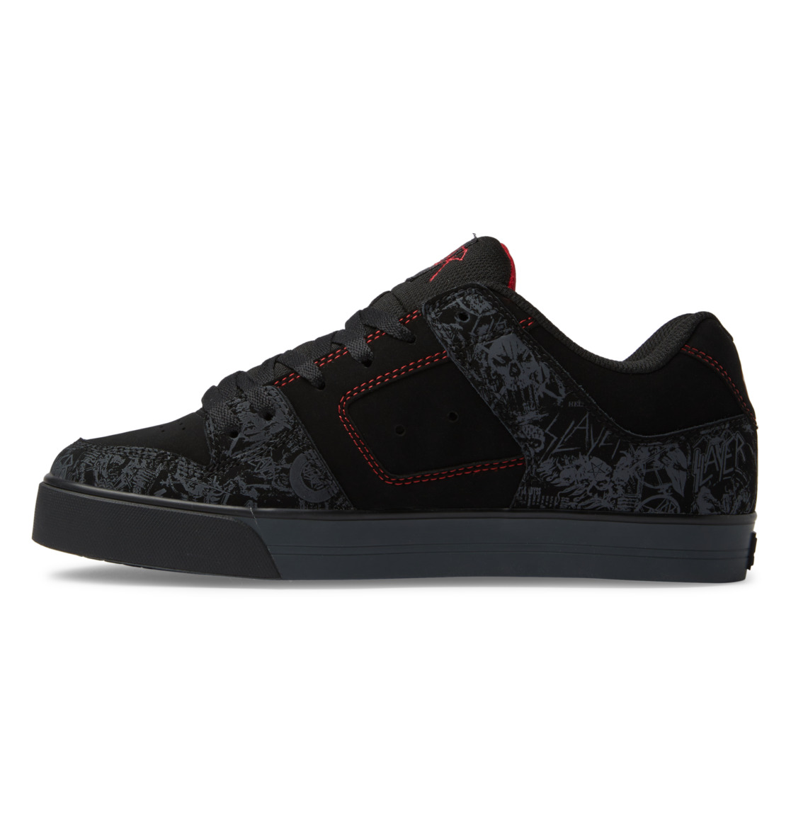 DC Slayer Pure Leather Men Sneakers Black / Grey / Red | US-0768OQZ