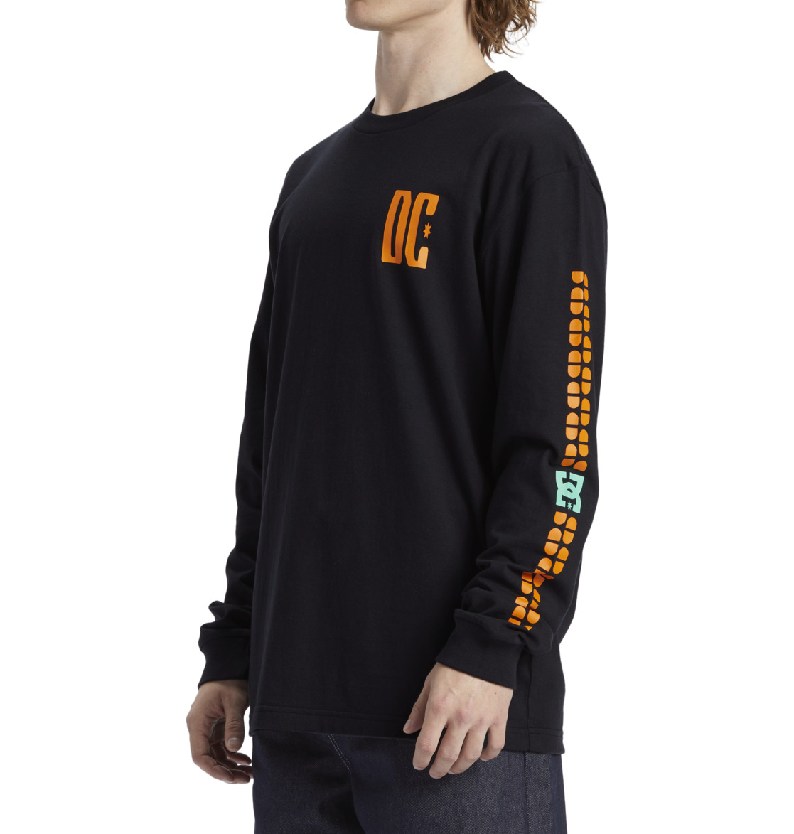 DC Sportster Long Sleeve Men T-Shirt Black | US-7580RBL