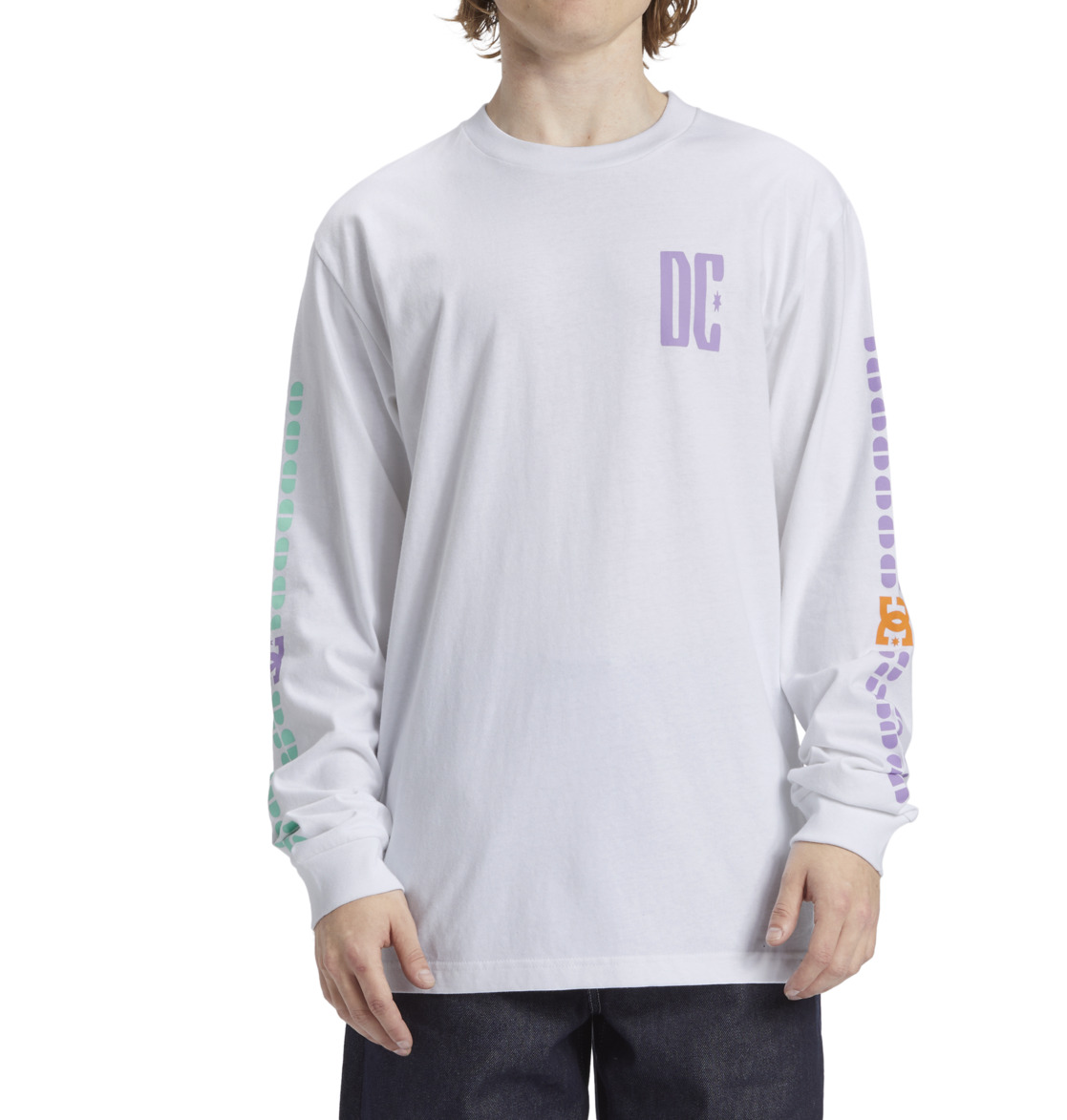 DC Sportster Long Sleeve Men T-Shirt White | US-9784MLP