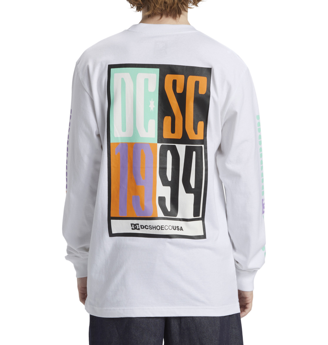 DC Sportster Long Sleeve Men T-Shirt White | US-9784MLP