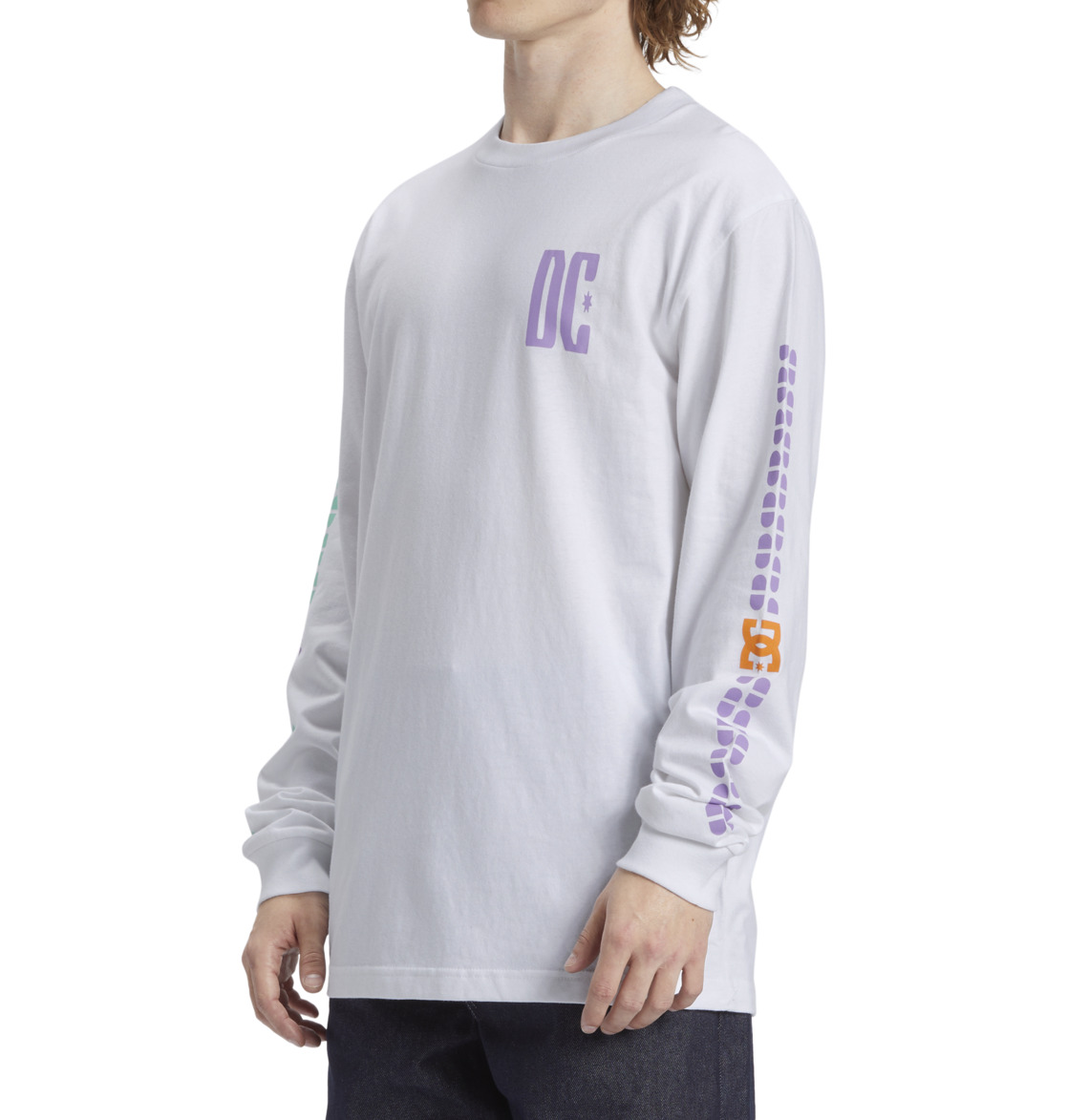 DC Sportster Long Sleeve Men T-Shirt White | US-9784MLP