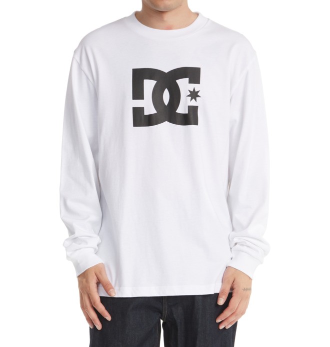 DC Star Long Sleeve Men T-Shirt White | US-5619KPY