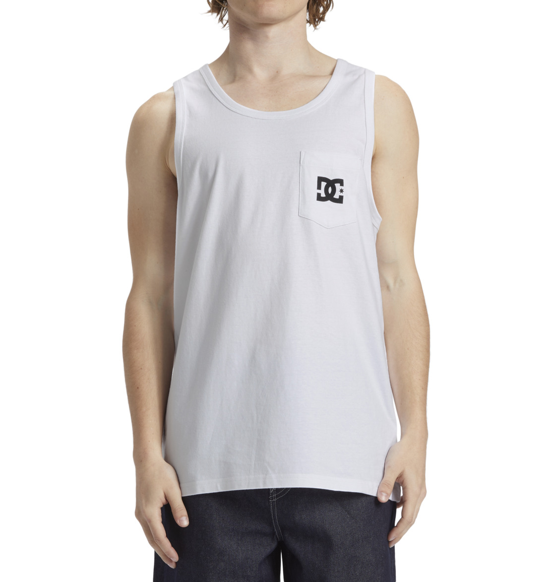 DC Star Pocket Pocket Vest Top Men T-Shirt White | US-6127SPQ