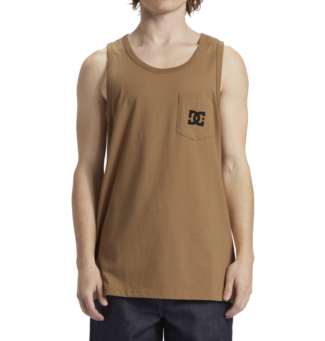 DC Star Pocket Pocket Vest Top Men T-Shirt Brown | US-2715MXD