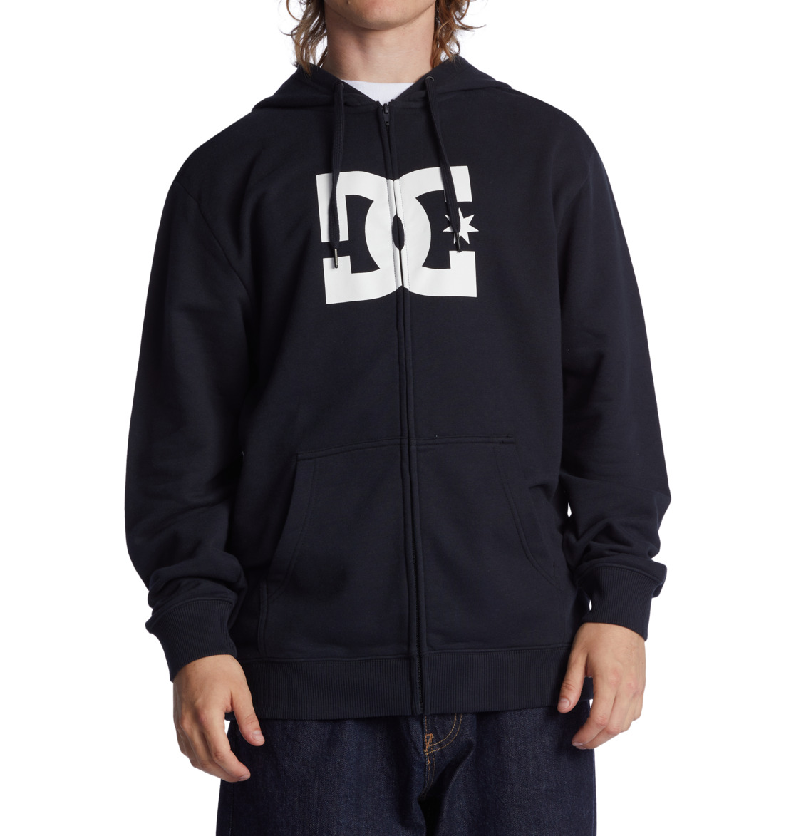 DC Star Zip-Up Men Hoodie Black | US-9504SAZ