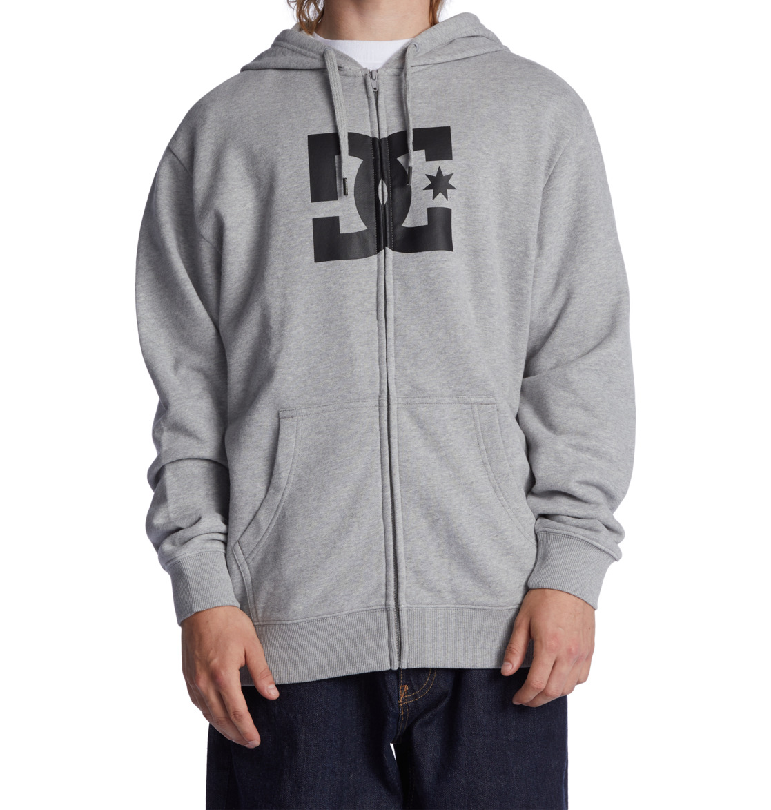 DC Star Zip-Up Men Hoodie Grey | US-1693NRD