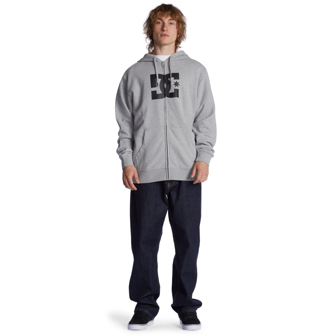 DC Star Zip-Up Men Hoodie Grey | US-1693NRD