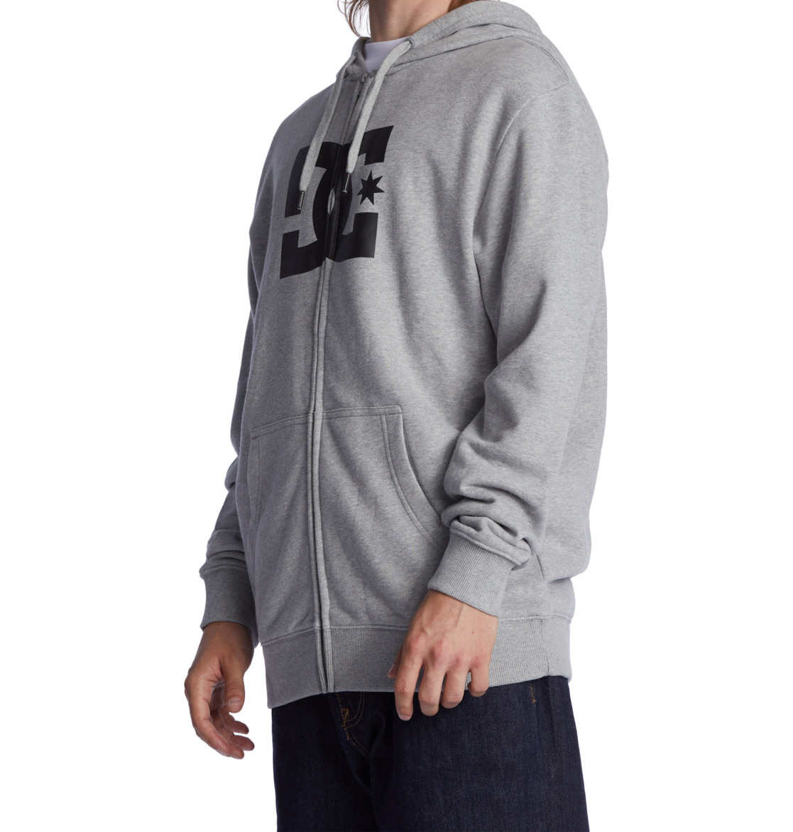 DC Star Zip-Up Men Hoodie Grey | US-1693NRD