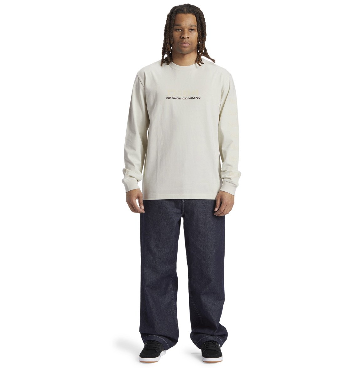 DC Static 94 Long Sleeve Men T-Shirt White | US-2584THD