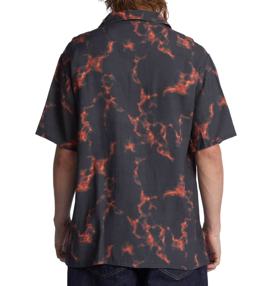 DC Tripped Vacation Short Sleeve Men Shirts Black Orange | US-0854HYL