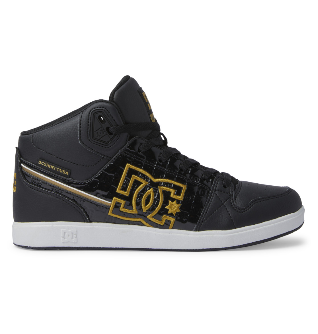 DC University High Top Women Sneakers Black / Gold | US-0152OFJ