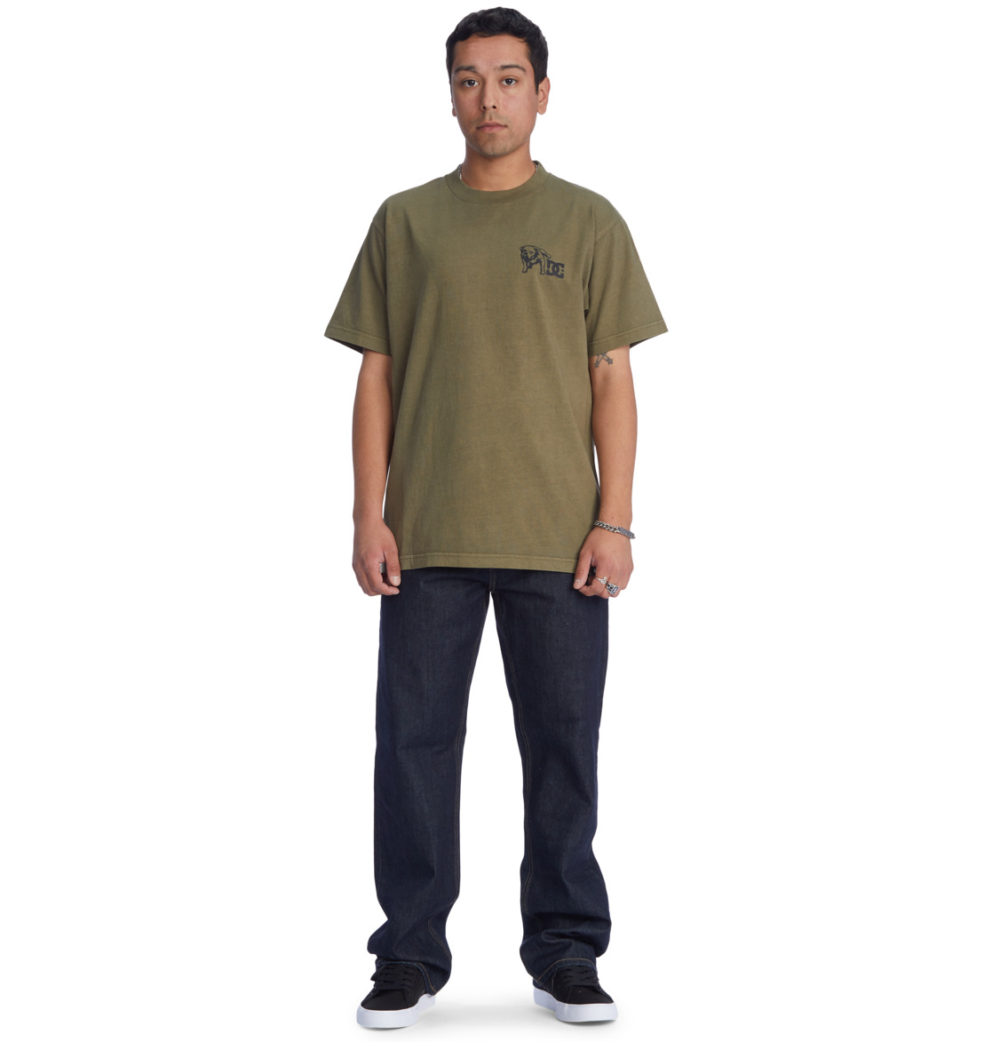 DC Watch Dog Men T-Shirt Dark Green Wash | US-4503ZIC