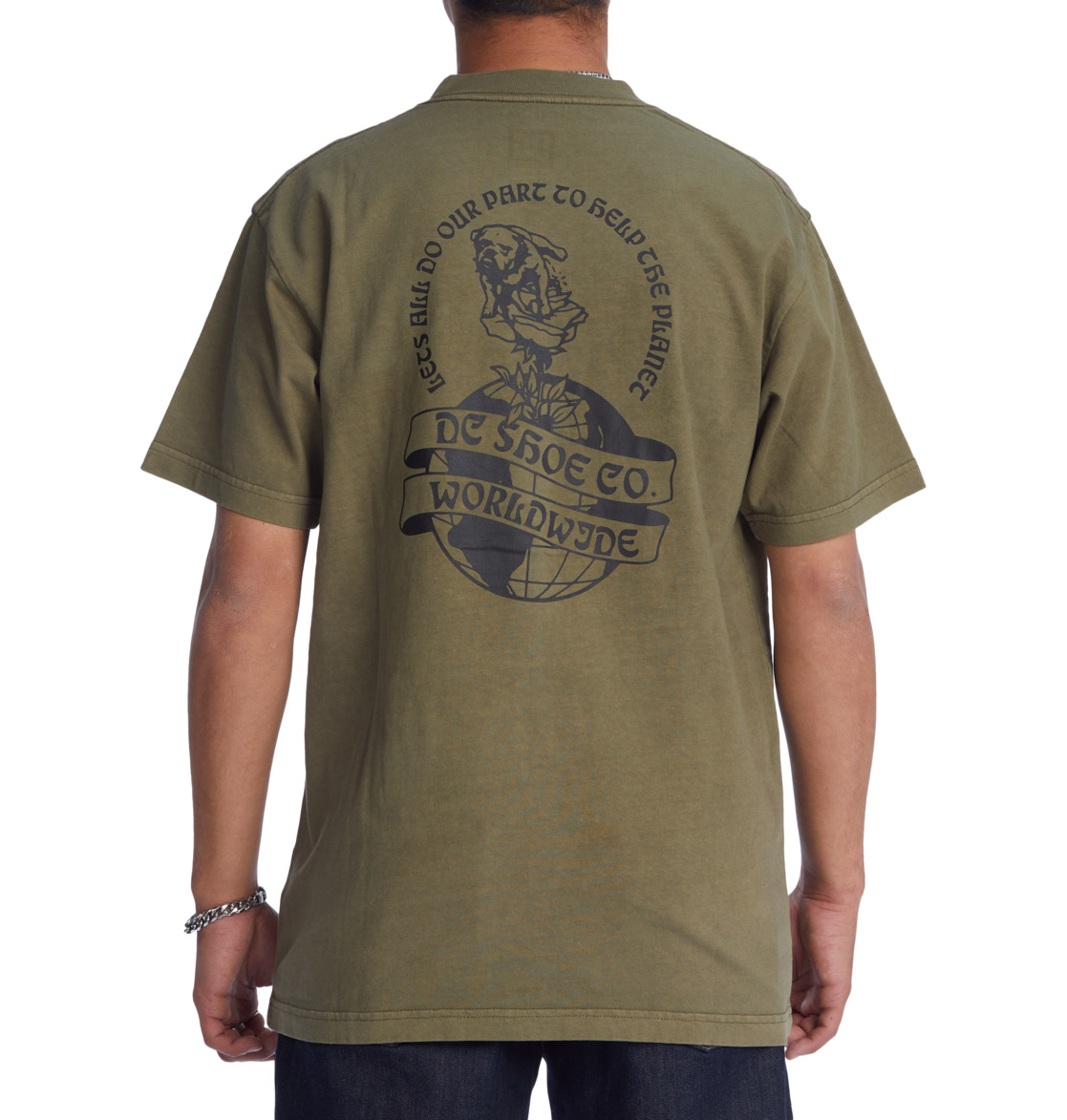 DC Watch Dog Men T-Shirt Dark Green Wash | US-4503ZIC