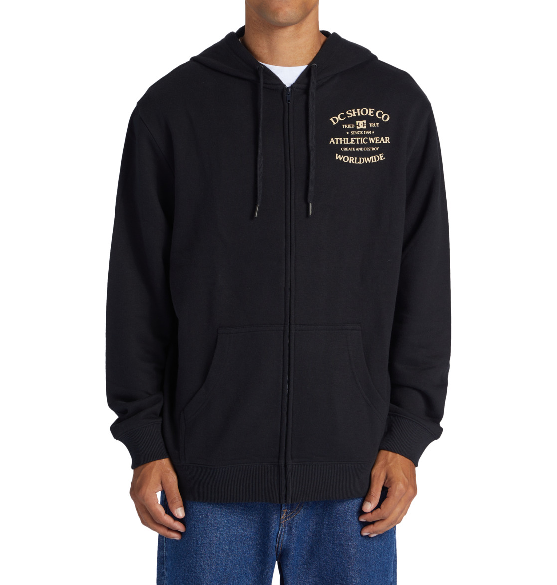 DC World Renowned Zip-Up Men Hoodie Black | US-1453TXZ