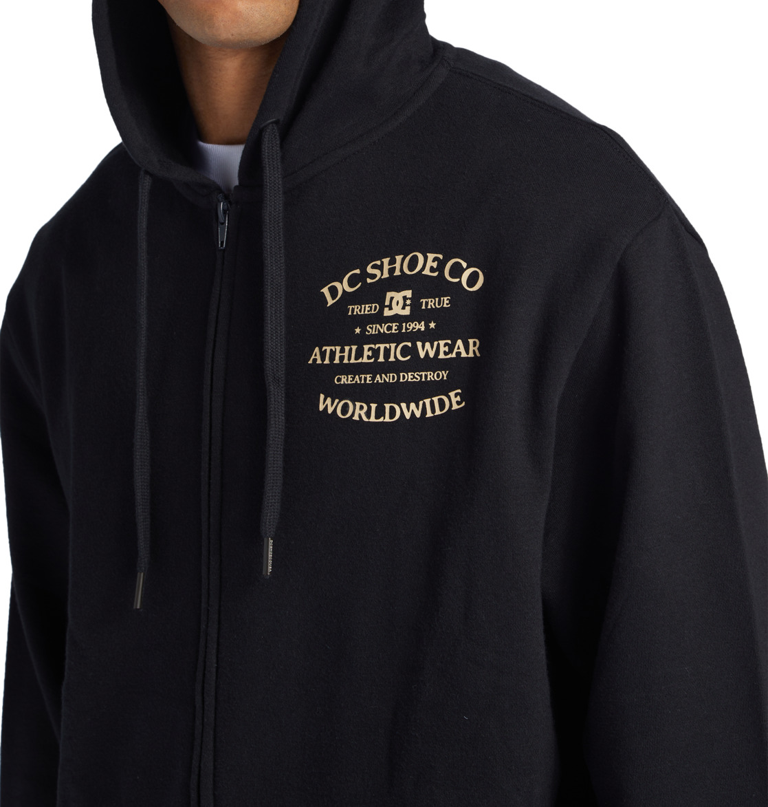 DC World Renowned Zip-Up Men Hoodie Black | US-1453TXZ