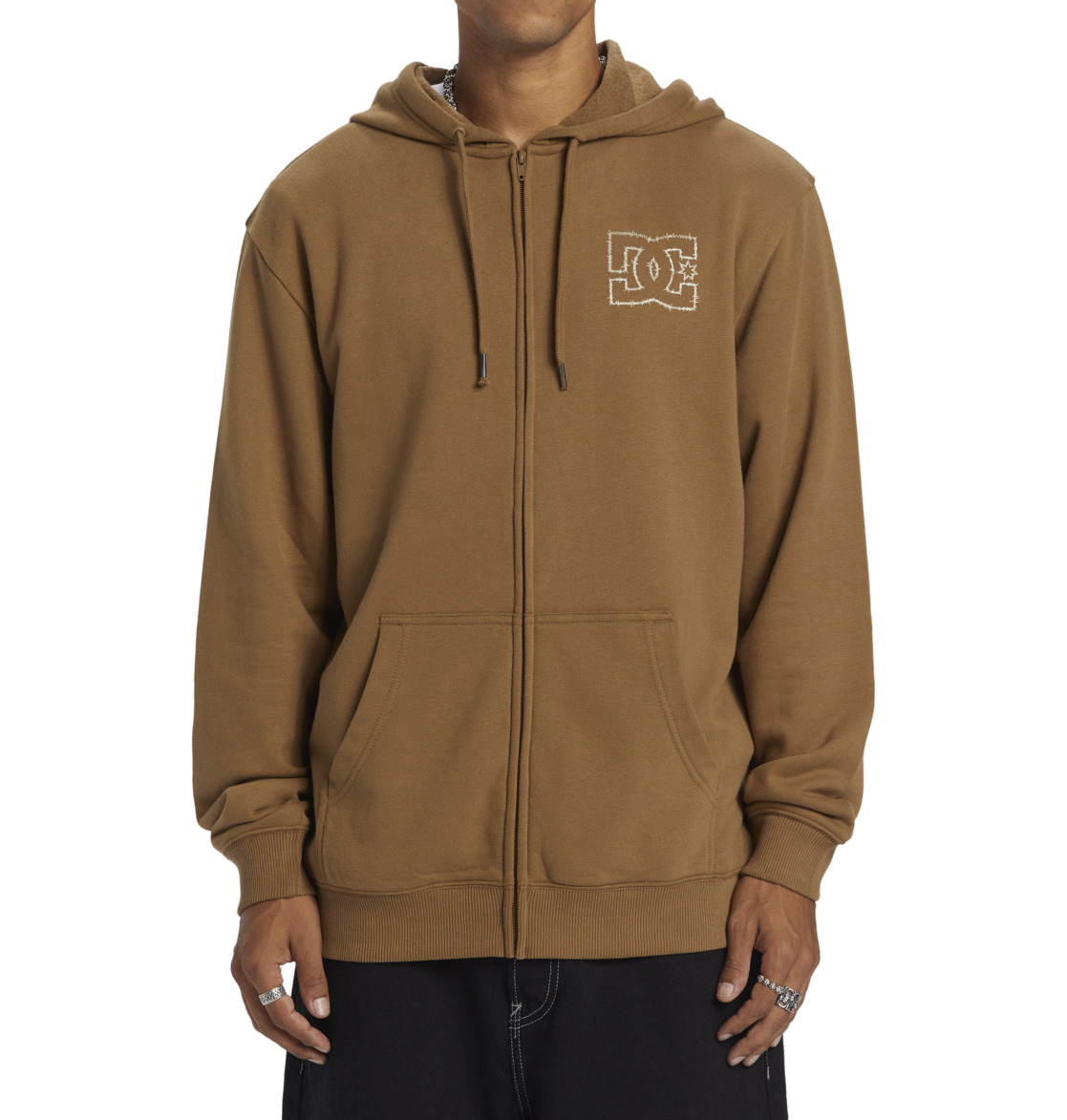 DC Zig Zag Zip-Up Men Hoodie Brown | US-1970GEO