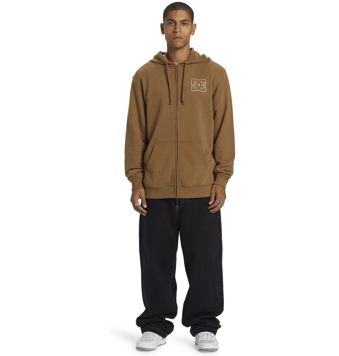 DC Zig Zag Zip-Up Men Hoodie Brown | US-1970GEO