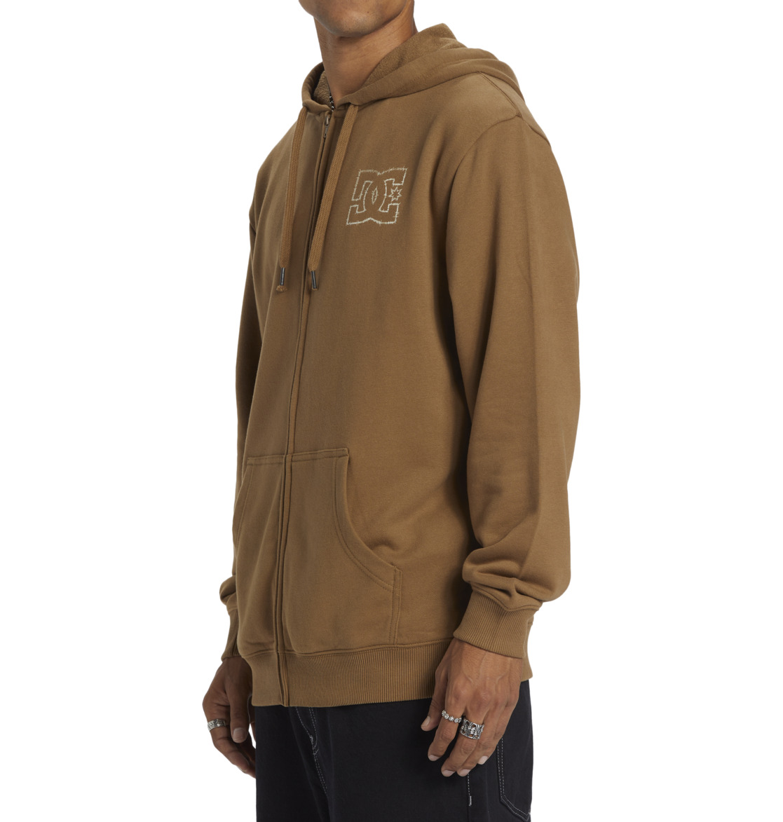 DC Zig Zag Zip-Up Men Hoodie Brown | US-1970GEO