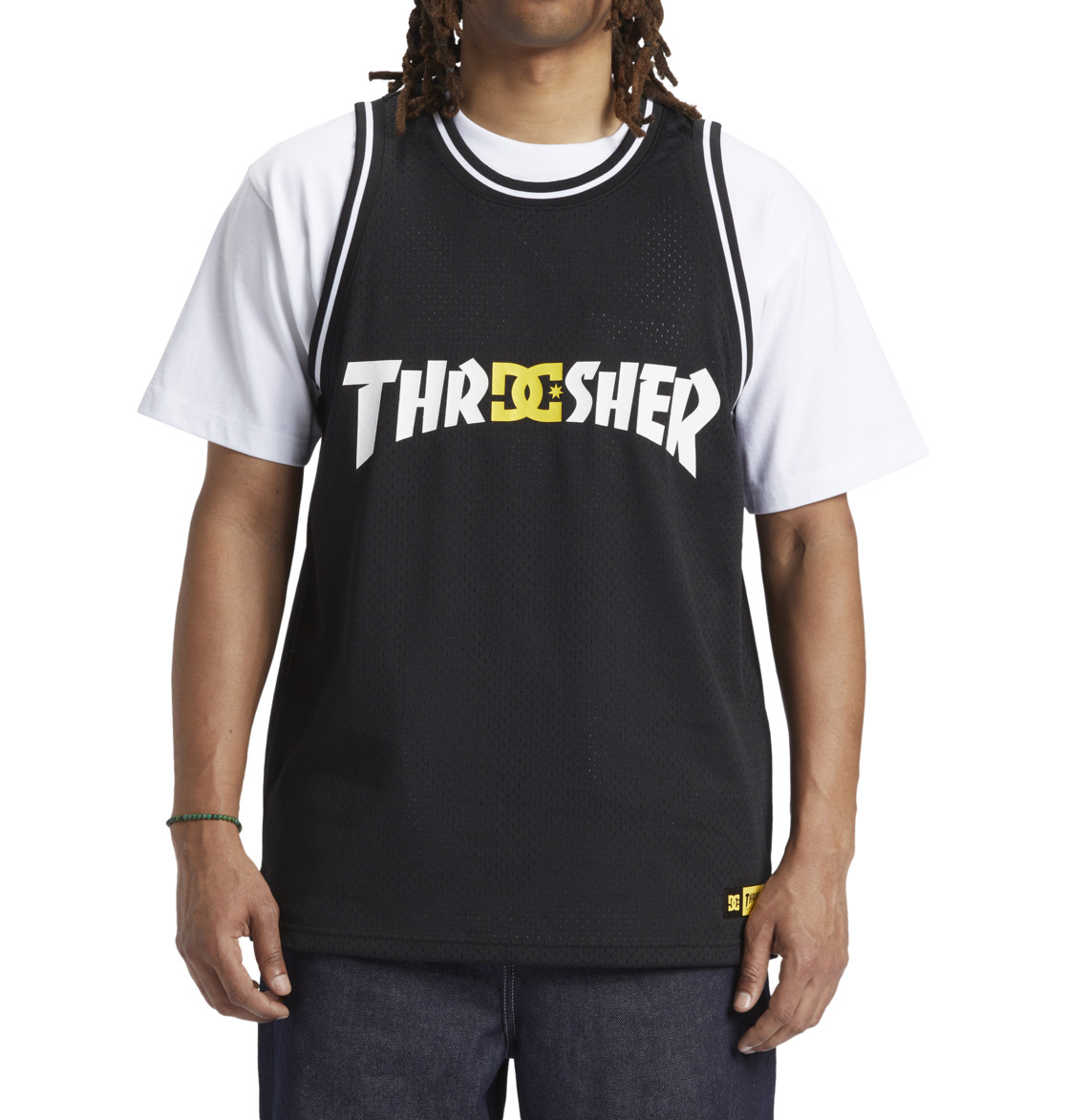 DC x Thrasher Jersey Basketball Jersey Men T-Shirt Black | US-6214XDS